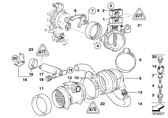 1997 BMW 528i T-Shape Idle Regulating Valve Diagram for 13411744713