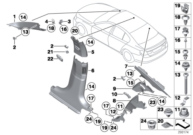 2012 BMW 750i Trim Panel Diagram