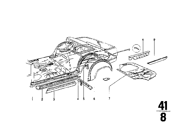 1967 BMW 1602 Floor pan Assembly Diagram 1