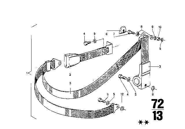 1976 BMW 3.0Si Lower Strap, Rear Diagram for 72111868996