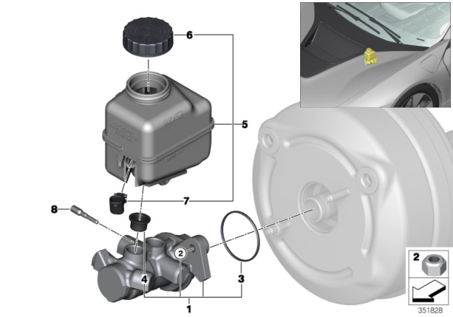 2014 BMW i8 Brake Master Cylinder / Expansion Tank Diagram