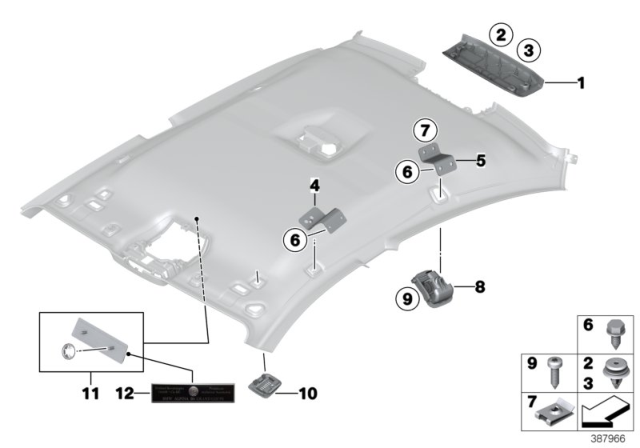 2014 BMW M6 Mounting Parts, Roofliner Diagram