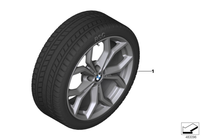 2018 BMW X3 Winter Wheel With Tire Y-Spoke Diagram 1