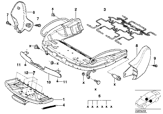 2001 BMW M3 Sports Seat Frame Mechanical / Electrical / Single Parts Diagram