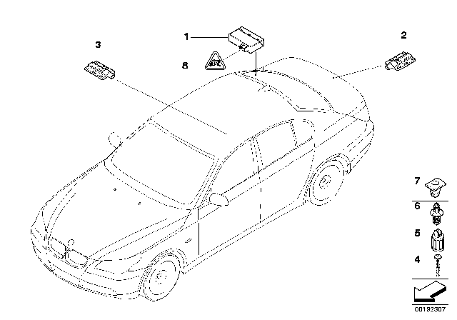 2004 BMW 645Ci Control Unit / Antennas Passive Access Diagram