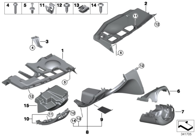 2011 BMW 128i Mounting Parts, Instrument Panel Diagram 1