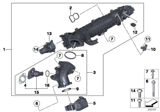 2015 BMW 535d Intake Manifold With Flap Control Diagram for 11617811909