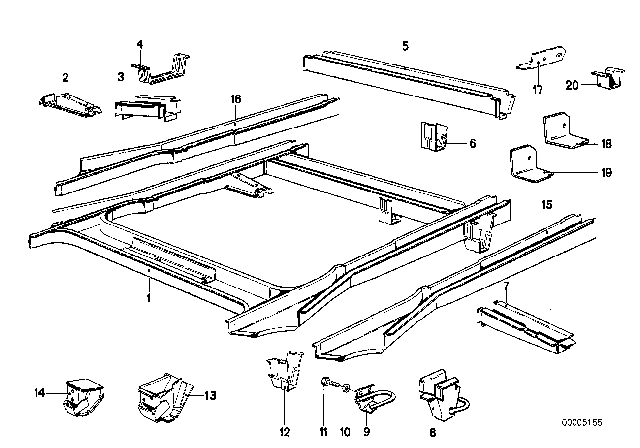 1980 BMW 733i Floor Parts Rear Exterior Diagram