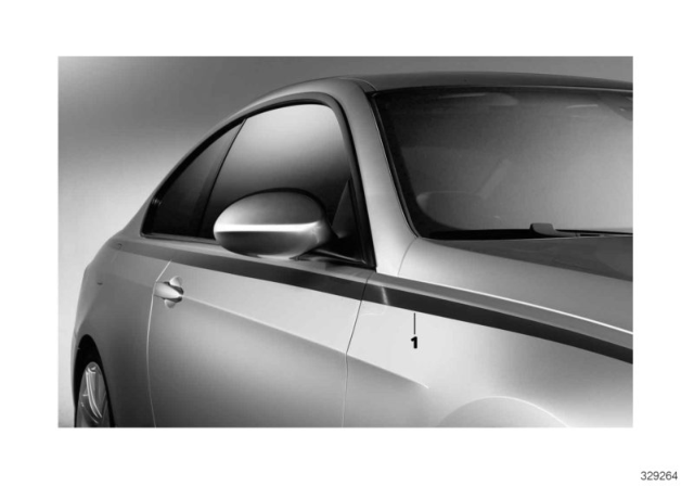 2010 BMW 135i Convertible N54 Engine(E88) BMW Performance Side Stripe Diagram