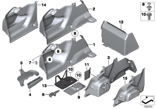 2010 BMW 550i Trunk Trim Panel Diagram