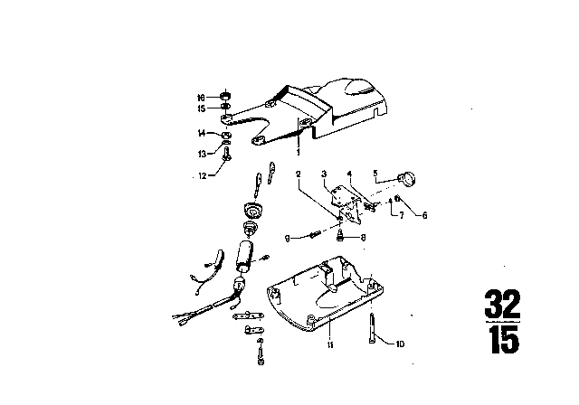 1969 BMW 2800CS Steering Column - Trim Panel / Attaching Parts Diagram