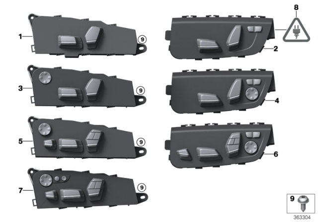 2015 BMW M5 Seat Adjustment Switch, Right Diagram for 61319274892