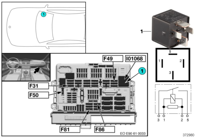 2011 BMW 328i xDrive Relay, Terminal Diagram 2