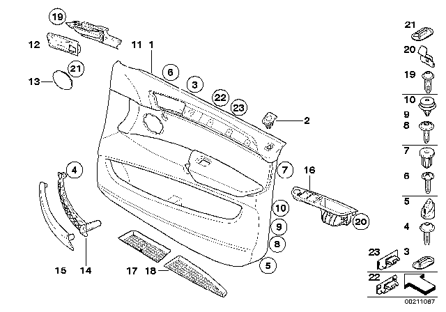 2011 BMW X6 Door Trim Panel Diagram