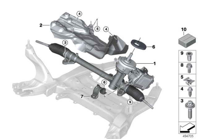 2018 BMW X1 Steering Gear, Electric Diagram for 32106899386