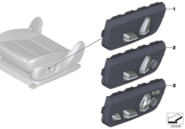 2016 BMW 535i xDrive Switch, Seat Adjustment Diagram