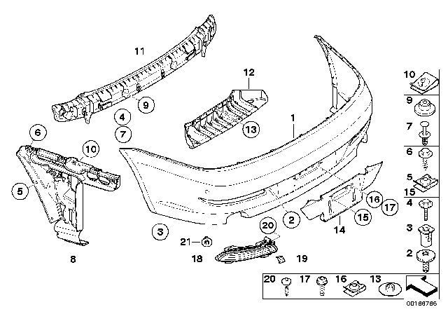 2008 BMW 650i Panel, Bumper, Primed, Rear Diagram for 51127184664