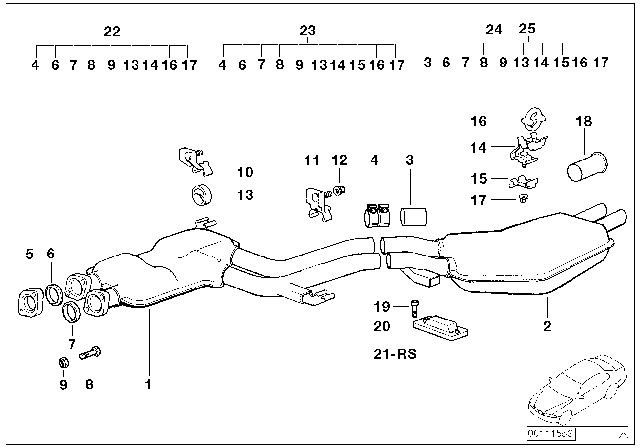 1991 BMW 525i Set Of Add-On Parts, Silencer Diagram for 18210141660