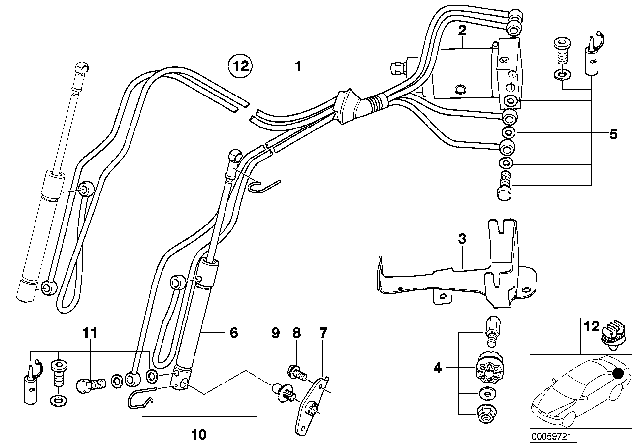 2001 BMW Z8 Electro - Hydraulic Folding Top Parts Diagram