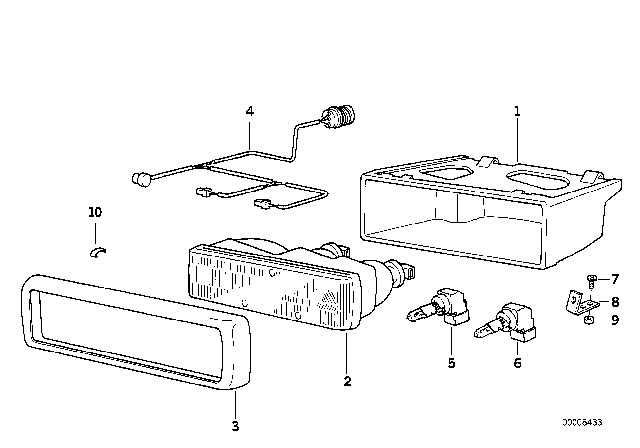 1995 BMW 840Ci Single Components For Headlight Diagram