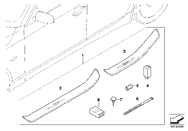 2008 BMW 528i Illuminated Door Sill Strip Diagram