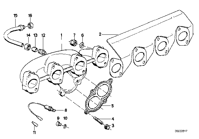 1984 BMW 318i Exhaust Manifold Diagram for 11751706360