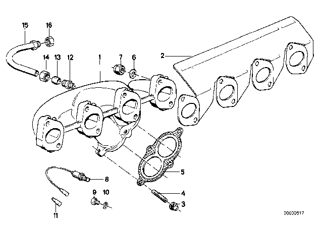 1984 BMW 318i Heat Prot.Shield Asbestosfree Gasket Diagram for 11621723833