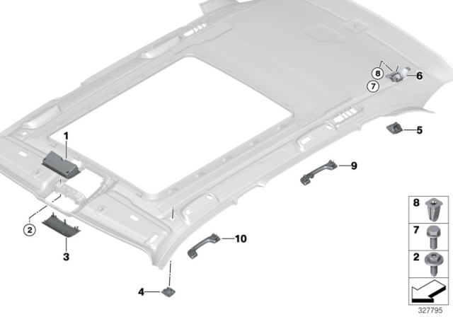 2014 BMW X5 Mounting Parts, Roofliner Diagram