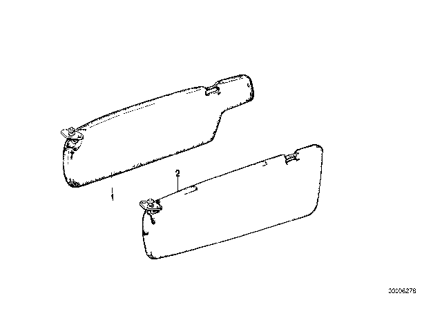 1984 BMW 733i Sun Visors Diagram