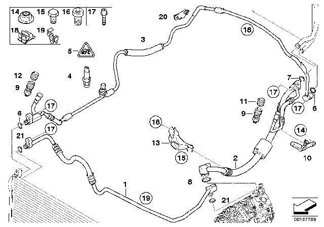 2013 BMW 335is Pressure Hose,Condenser,Evaporator Diagram for 64539151738