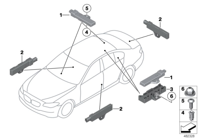 2014 BMW M6 Single Parts, Aerial, Comfort Access Diagram