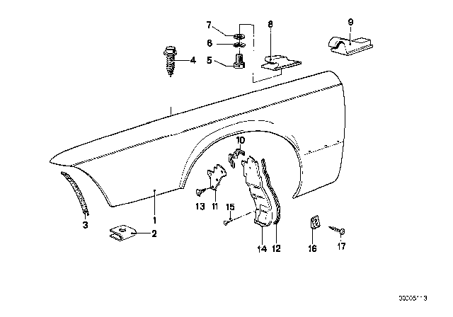 1978 BMW 633CSi Side Panel, Front Diagram