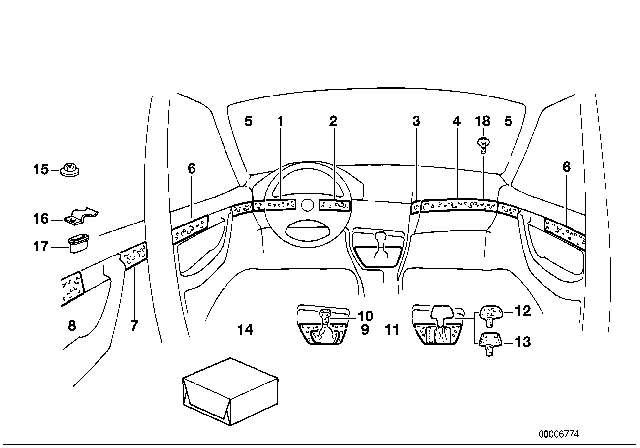 1991 BMW M5 Fine Wood Trim Diagram 2