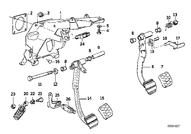 1995 BMW 530i Pedals / Stop Light Switch Diagram