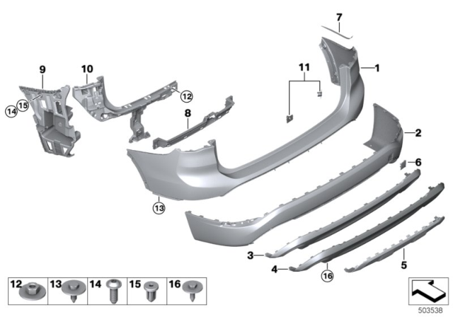 2020 BMW X1 BUMPER TRIM PANEL, REAR Diagram for 51125A06950