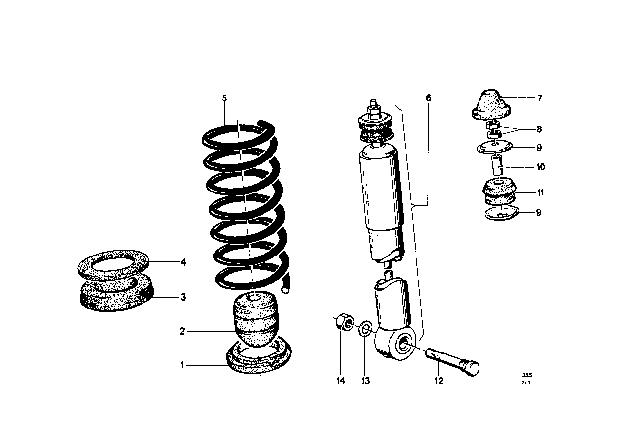 1969 BMW 2000 Coil Spring, Rear Diagram for 33531112124