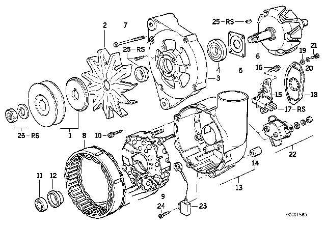 1990 BMW 735iL Alternator, Individual Parts Diagram