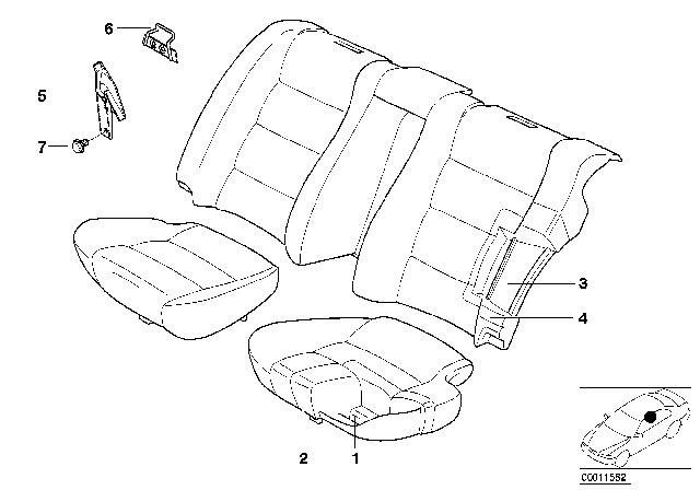 1992 BMW M5 Rear Seat 2-Door / Single Parts Diagram