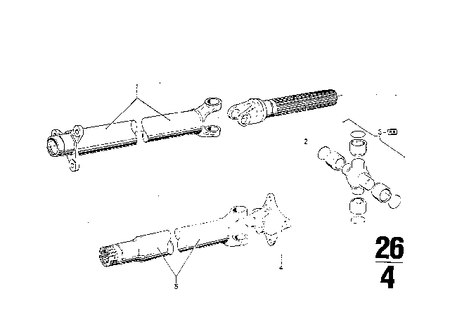 1974 BMW 3.0S Drive Shaft, Front, Single Parts Diagram