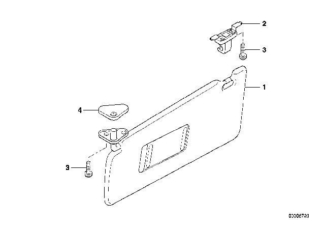 2001 BMW 540i Sun Visors Diagram