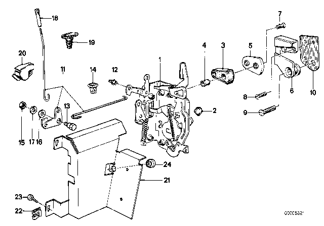 1986 BMW 528e Latch Striker, Right Diagram for 51211872834