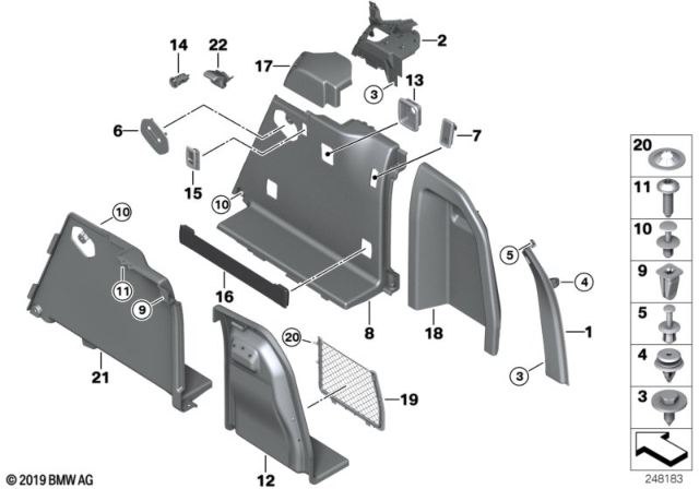 2013 BMW X3 Lateral Trim Panel Diagram