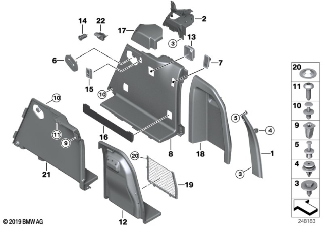 2017 BMW X3 Lateral Trim Panel Diagram