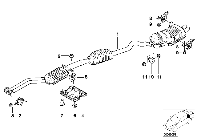 2000 BMW 323Ci Exhaust System Diagram for 18107502074