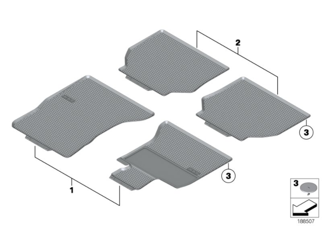 2015 BMW 550i GT xDrive Rubber Mat Diagram 2