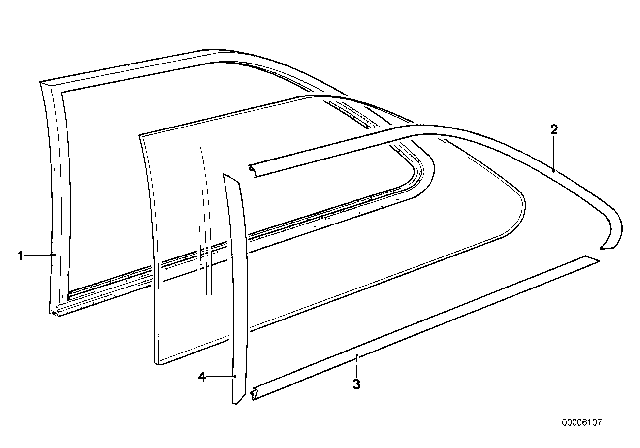 1979 BMW 320i Glazing, Mounting Parts Diagram 2