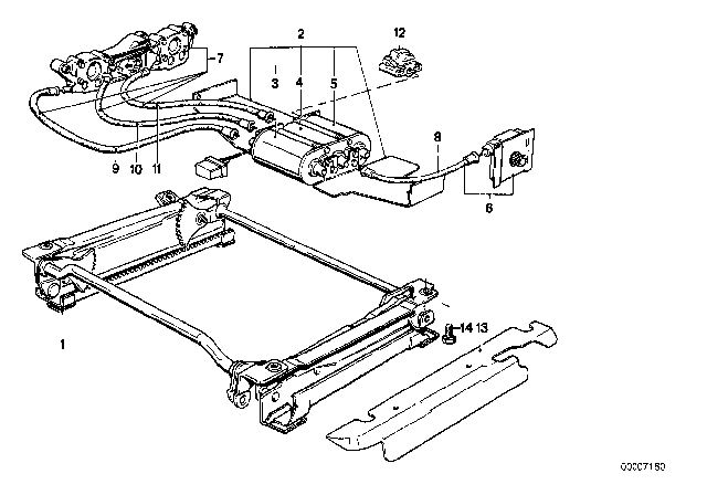 1981 BMW 733i Front Seat - Electrical Adjustable Seat Height Diagram