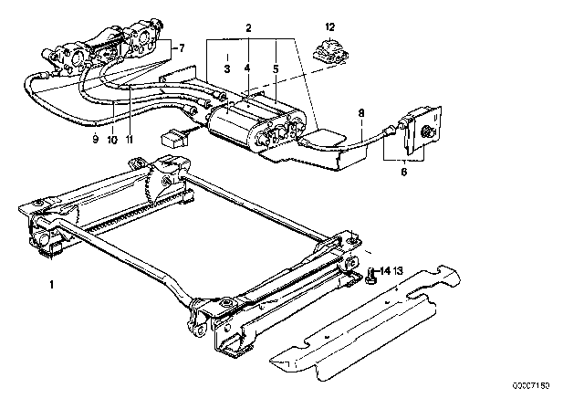 1988 BMW 528e Front Seat - Electrical Adjustable Seat Height Diagram