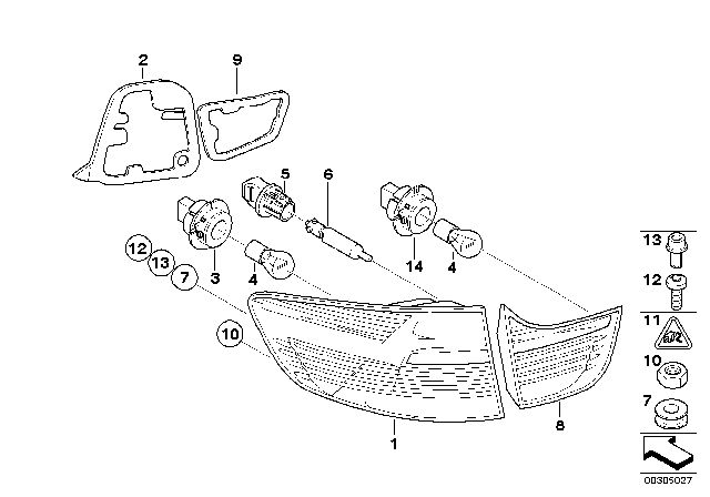 2013 BMW X6 Rear Light In The Side Panel, Right Diagram for 63217295004