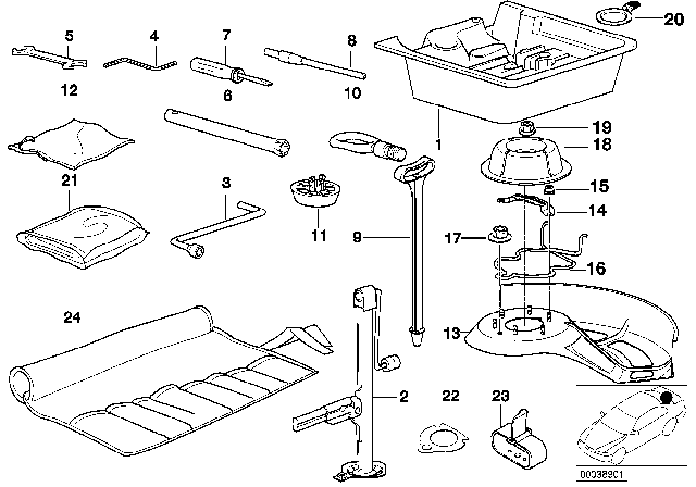 1996 BMW 318ti Tool Kit / Tool Box Diagram